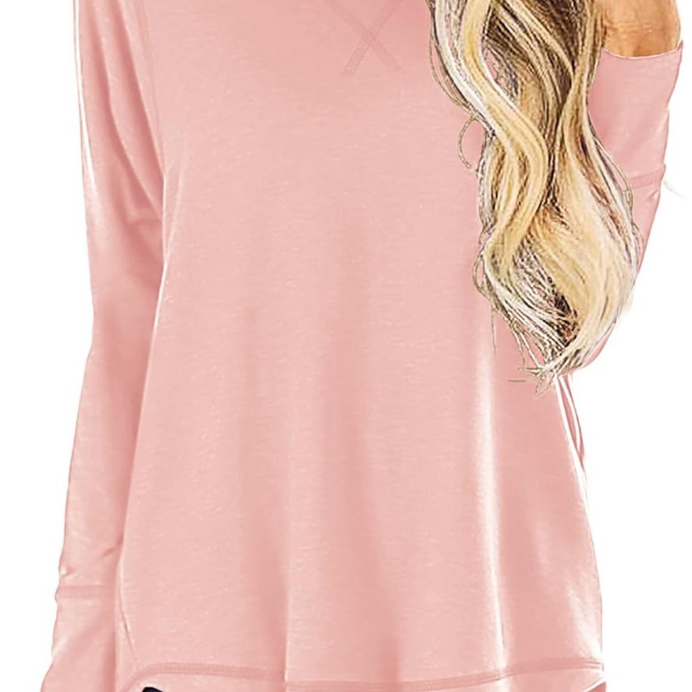NWOT Pink Long Sleeve Relaxed Sweatshirt Tunic with Side Slit